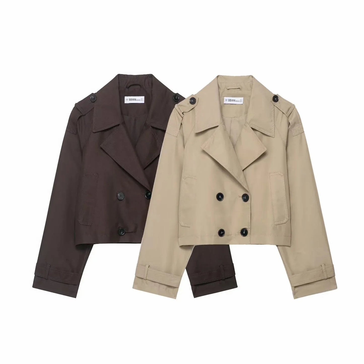 Classic Lapel Double-Breasted Short Trench