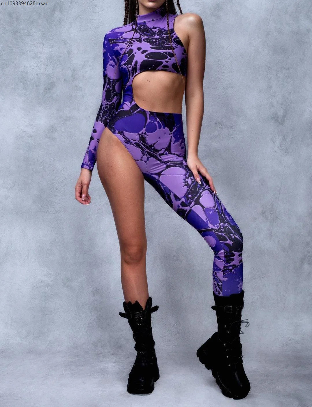 Women's Cyberpunk Rainbow Asymmetrical Bodysuit