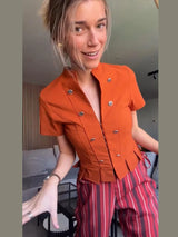 Short Sleeve Waist Cinching Ruffles Tops Women Elegant Stand Collar Single Breasted Pleaded Slim Thin Coats Chic Office Lady Top