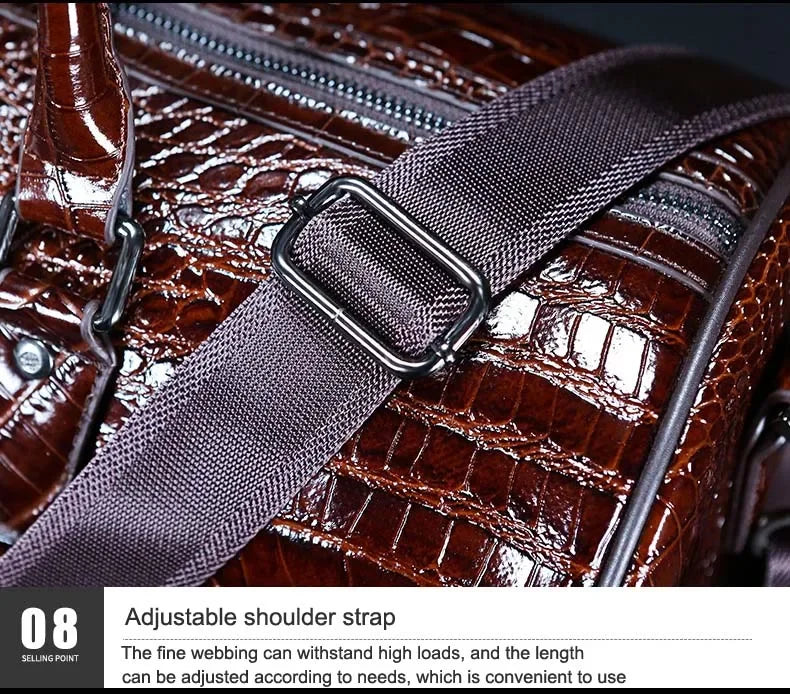 2024 New Cow Genuine Alligator Leather Travel Bags Luxury Men Large Capacity Portable Male Shoulder Bags Brand Travel Duffle Bag