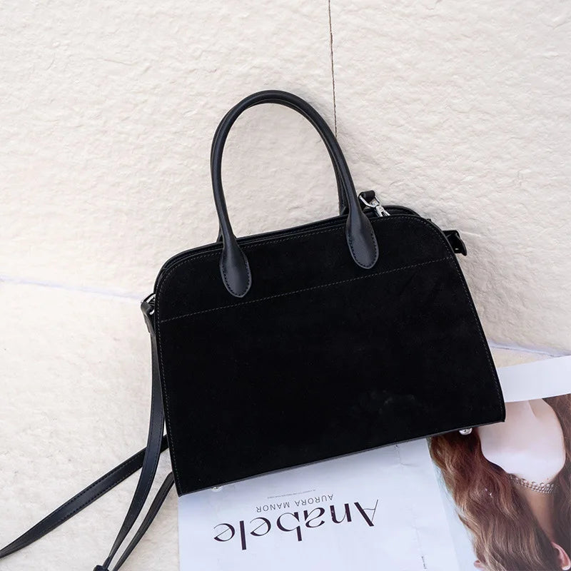 2026 Fall Winter Suede Leather Spacious Crossbody Tote Bag Simple Commuting Handheld Single Shoulder Bag Premium Women's Handbag