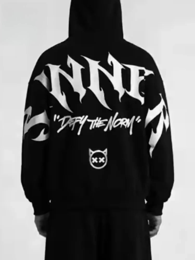 Men's Gothic Letter Print Pullover Hoodie