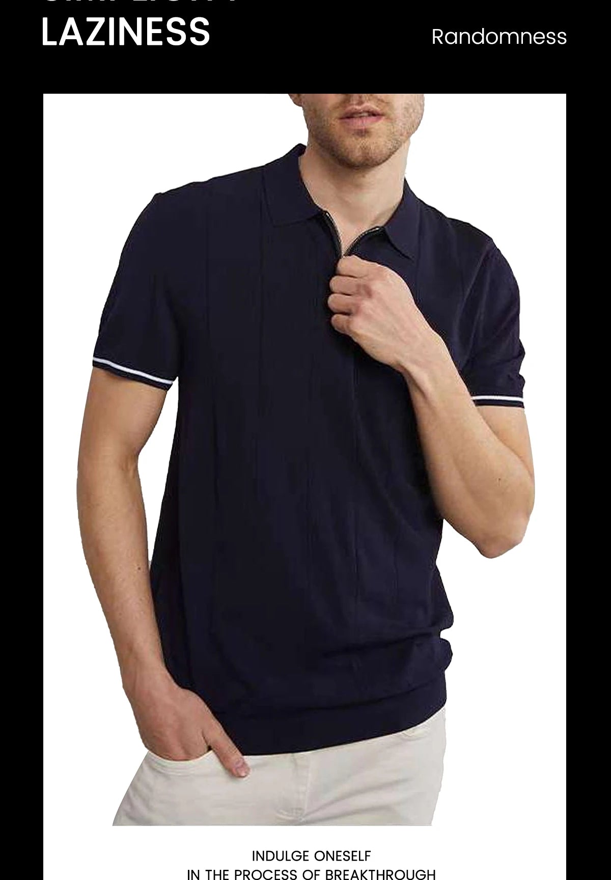 Men's Knit Polo Half-Zip | Embroidered Collar Tee