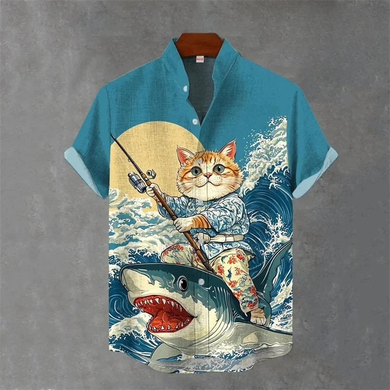 Men’s Japanese Animal Graphic Hawaiian Shirt