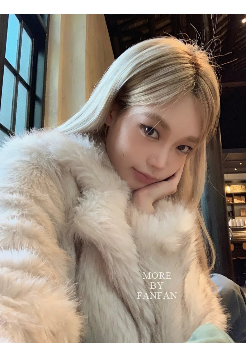 Women's Faux Fur Winter Jacket with Pockets