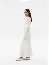 Elegant O-Neck Knit Maxi Dress