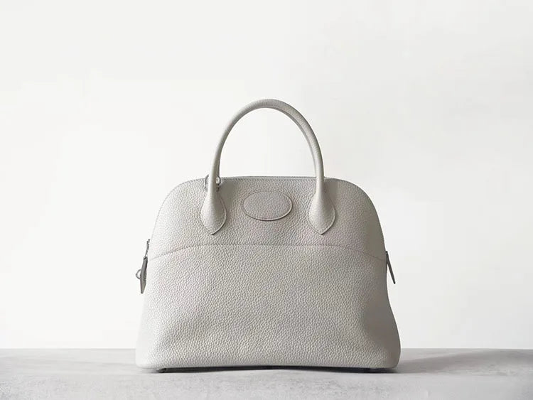 Premium Semi-handmade First-layer Cowhide Bowling Bag Portable Shoulder Large Shell Bag Commuting Temperament Versatile