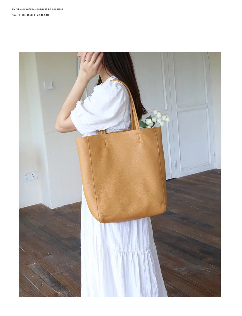 Bag Women 2022 New Summer Genuine Leather Tote Female Casual Fashion Simple Underarm Shoulder Bag Large Capacity Shopper Handbag