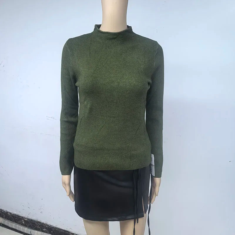 Women's Mock Neck Slim Fit Knit Sweater