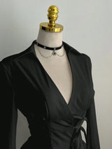 Women's Casual Side Strap Slim Fit Long Sleeve Shirt Sexy V-Neck Pleating Top Spring/Fall 2026