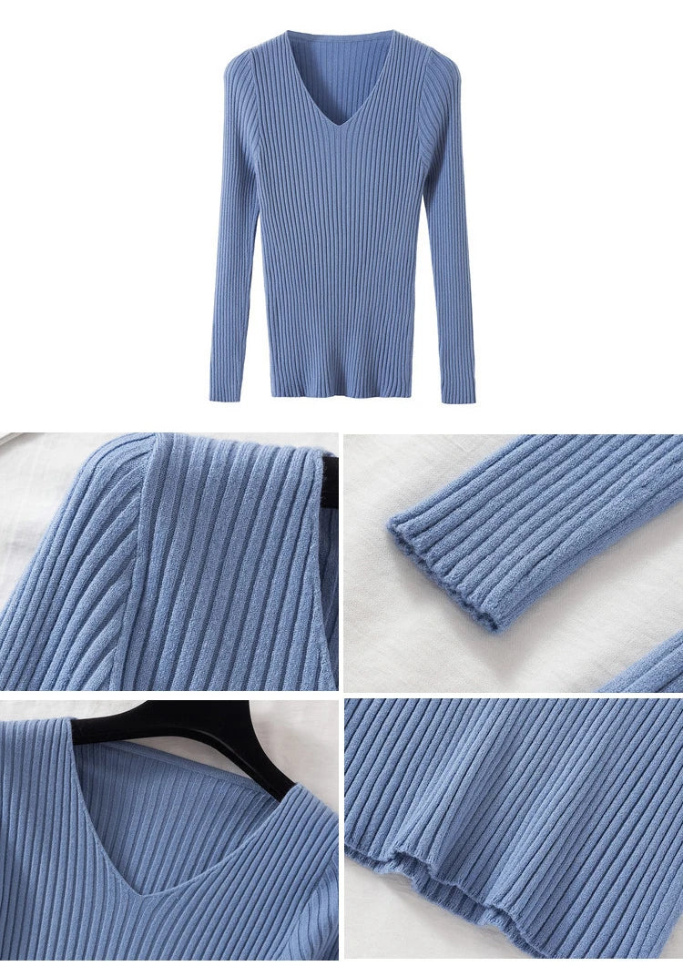 Women's V-Neck Knit Pullover Sweater