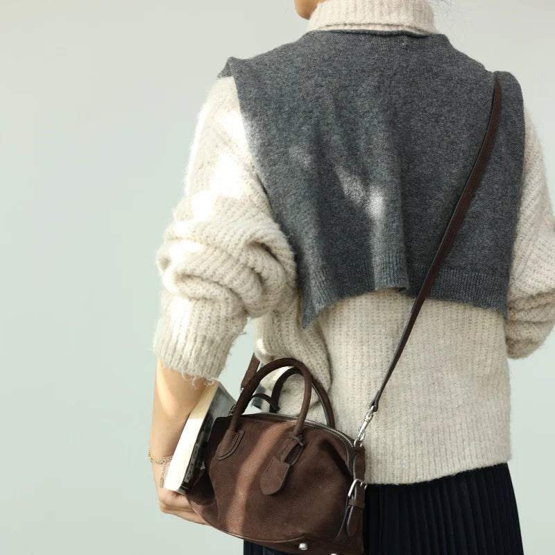 Women Genuine Leather Luxury Crossbody Bags With Adjustable And Detachable Shoudler Strap Elegant Soft Handbag