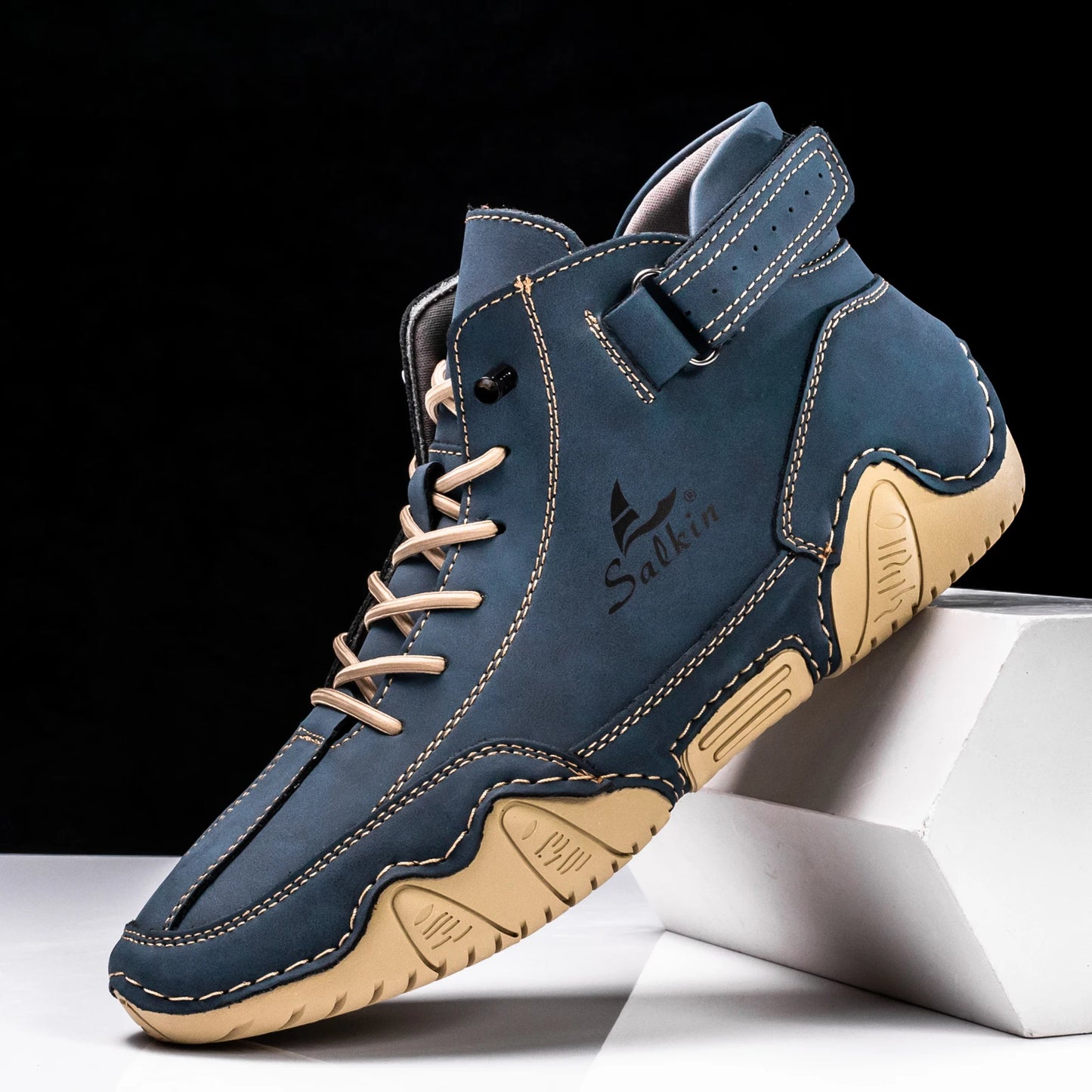 Men's Handmade Split Leather Ankle Boots Sneaker