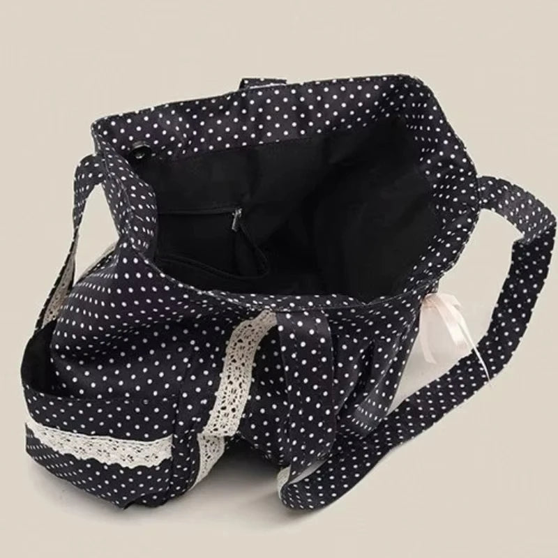 Vintage Canvas Lace Shoulder Bag – Elegant Tote