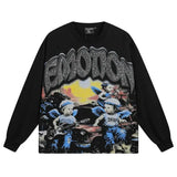 Mixed Emotion Oversized Cotton Long Sleeve T-Shirt