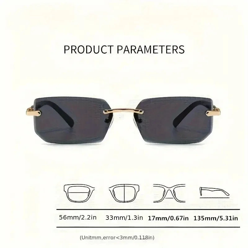Rimless Rectangle Sunglasses for Women & Men