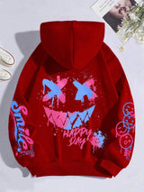 Happy Day Women's Oversized Graffiti Hoodie