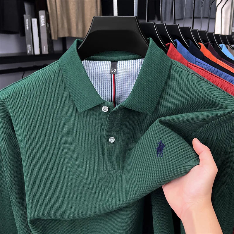 Premium Cotton Embroidered Long Sleeve Polo Shirt