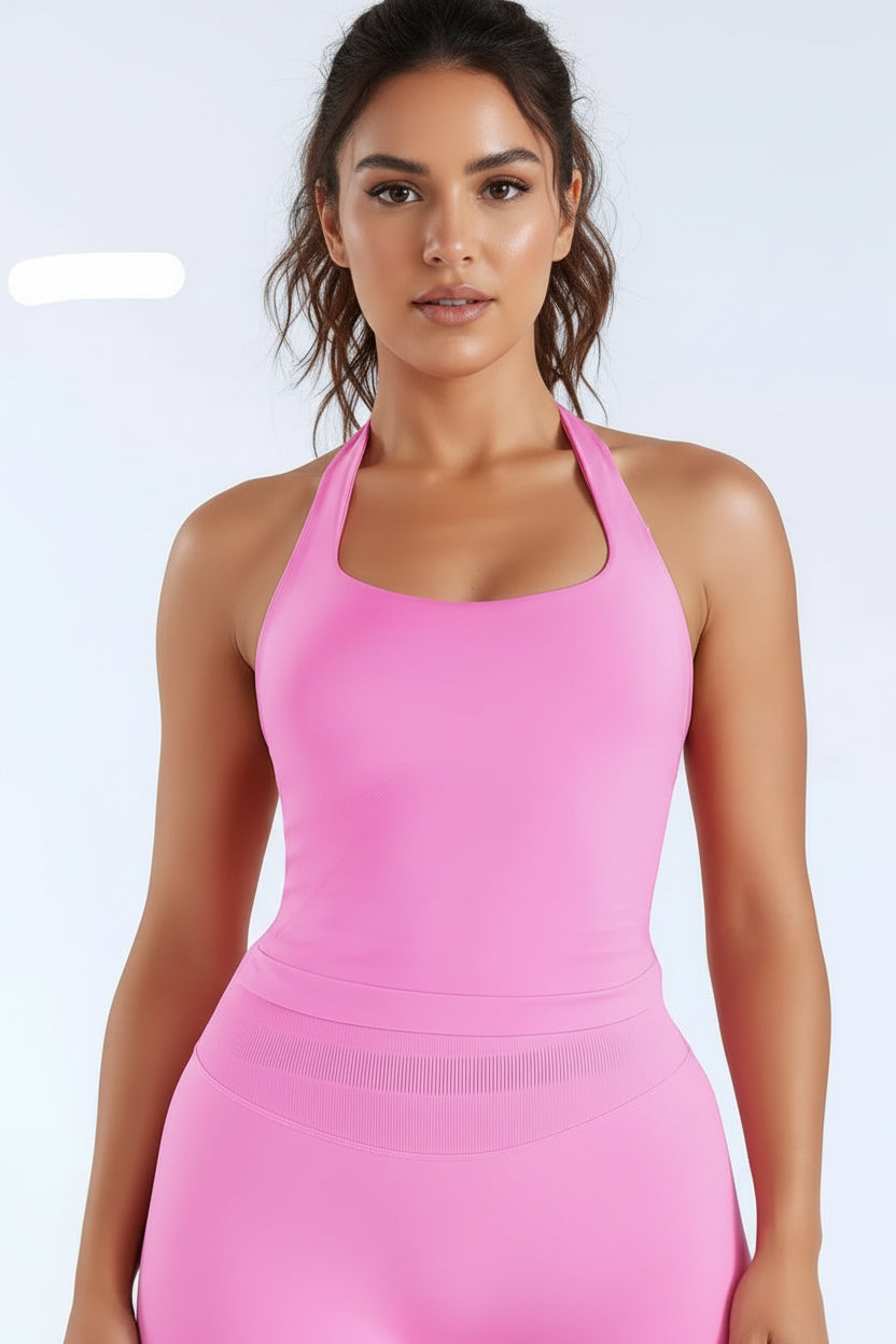 Impact Seamless Halter Longline Gym Top with Built-in Bra