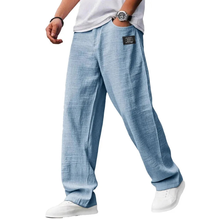 Men's Loose Fit Cotton Straight-Leg Pants