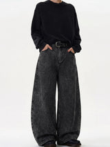 Men's Baggy Wide-Leg Curved Denim Jeans