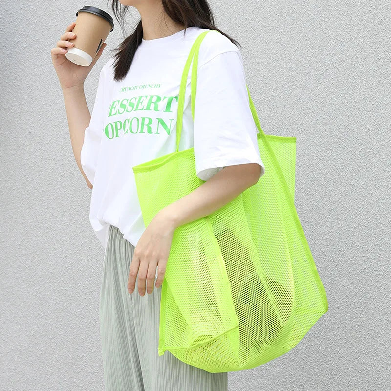 Women's Mesh Tote Bag for Beach & Shopping