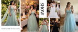 Lucy Light Green Tulle A-Line Evening Gown | Custom Made
