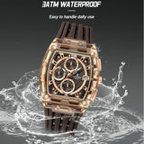 Men's Sport Chronograph – Waterproof Silicone Strap Tonneau Watch