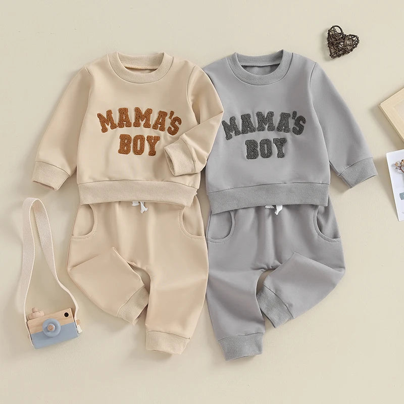 Baby Boy 2-Piece Fall/Winter Outfit | Letter Print Crewneck Sweatshirt & Joggers (0-3Y)