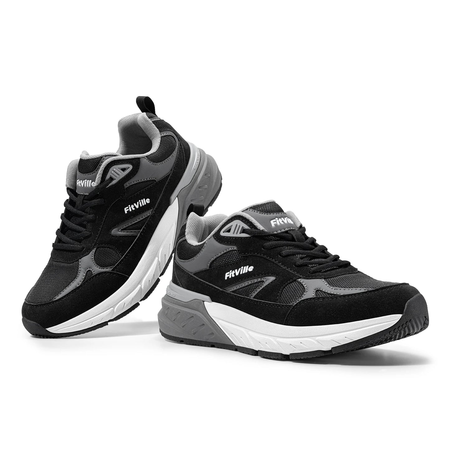 FitVille Newest Walking Shoes for Men Wide Width Sneakers with Arch Support for Flat Feet Heel Pain Relief Plantar Fasciitis