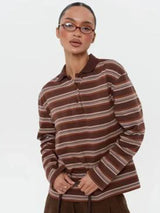 Vintage Striped Oversized Polo Shirt
