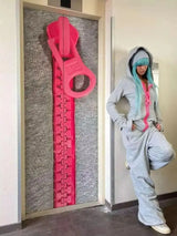 New Y2K American-style women's solid color large zipper loose cropped color-block hoodie fashionable street Harajuku style