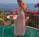 Women Floral Lace Sheer Layers Skirt Set Suspenders Ruffle Top High Waist Maxi Skirts 2026 Summer Beach Vacation Female Outfits