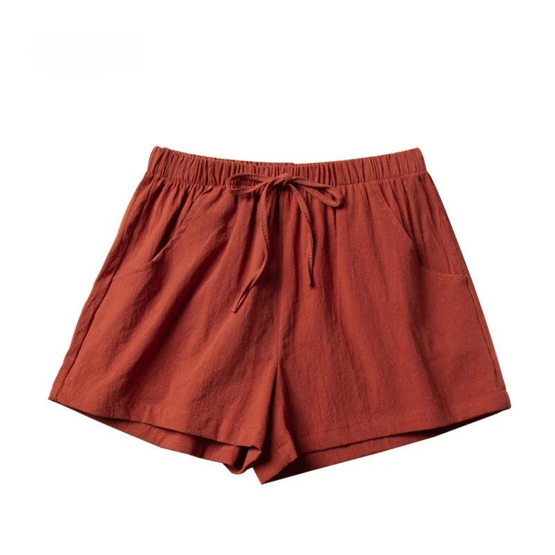 High-Waisted Linen-Style Bow Sash Shorts