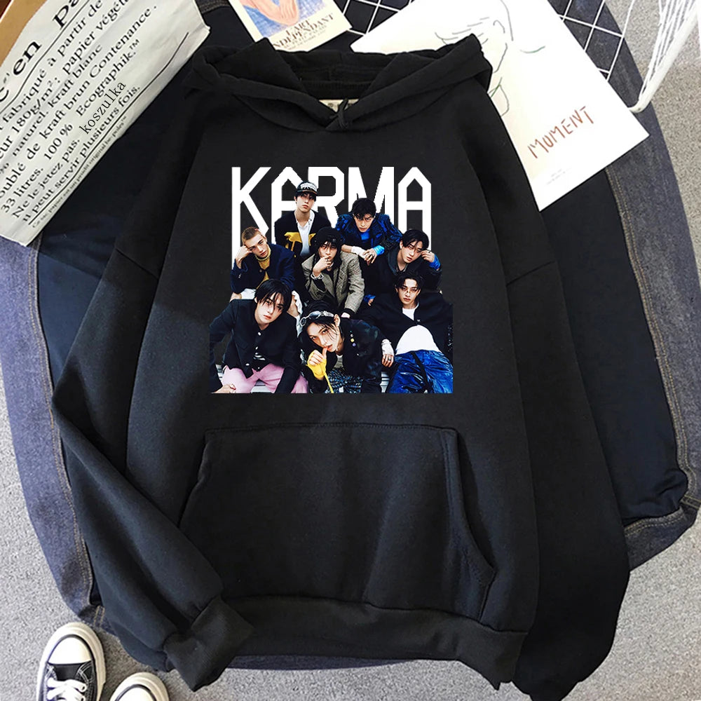 KARMA Vintage-Inspired Fleece Pullover Hoodie