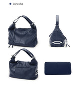 Zency 100% Genuine Leather Large Women Top Handle Shoulder Bag Tote Handbag Purse Black Leather Hobo Bag Underarm Zipper Bags