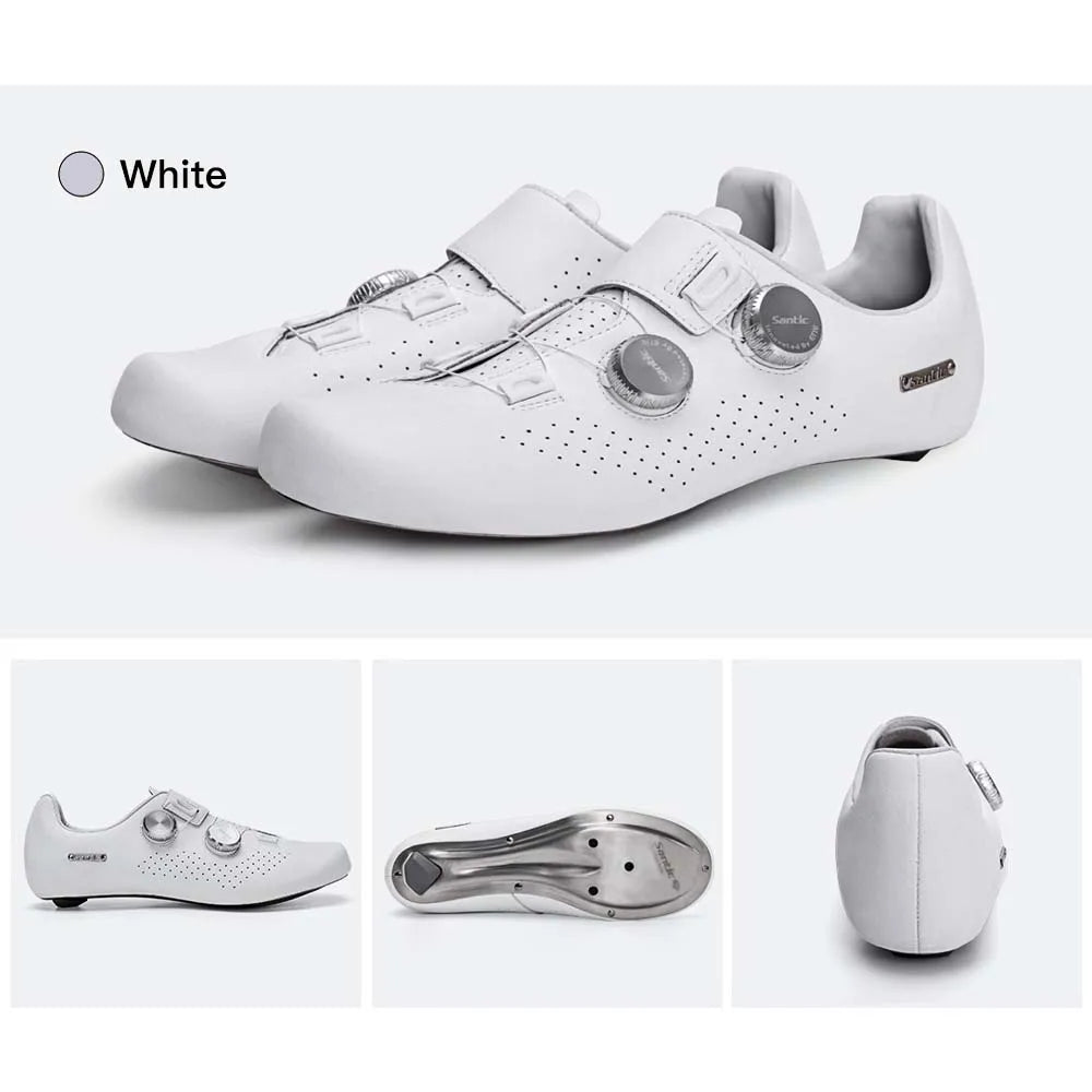 Santic Men's Cycling Shoes New Hardness16 Titanium Alloy Sole Auto-Lock Outdoor Bicycle Sneaker Adjustable Pro Road Racing Shoes