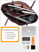 New Coffee Women Handbag 100% Genuine Leather Ladies Shoulder Purse Ladies Black Tote Bag Large Capacity Shopper Bags Brown