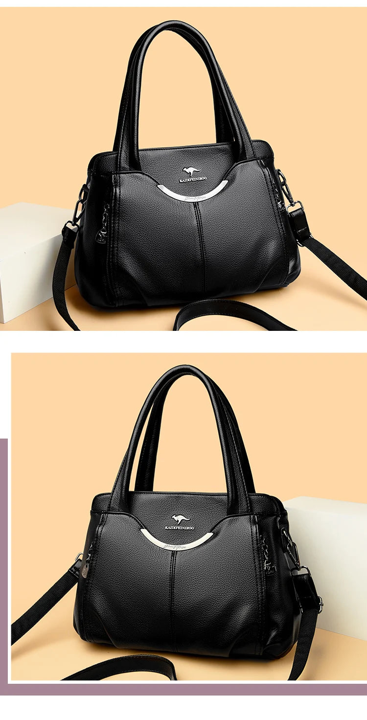 Genuine Soft Leather Handbags for Women Vintage Shoulder Tote Bag Luxury Designer Ladies Large Capacity Purse Bags Sac A Main