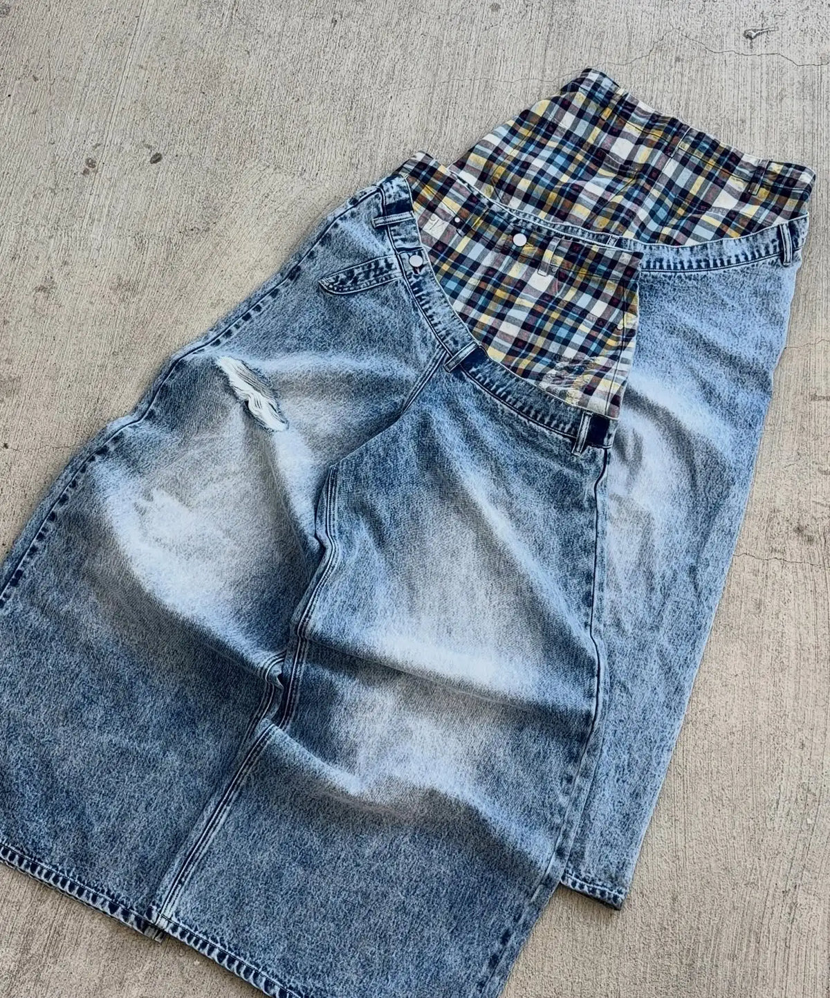 Unisex Y2K Plaid Baggy Jeans