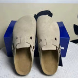 Retro Button-Toe Half Slides: Comfy Thick-Sole Mules