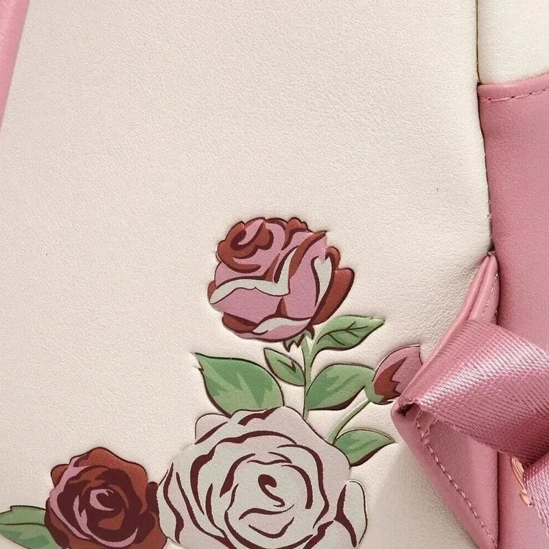 Loungefly Beauty and The Beast Floral Sketch Mini Backpack Shoulder Bag Travel Bag Student Backpack Birthday Gift