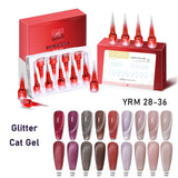 AS 9 Colors Magnetic Cat Eye Gel Nail Polish Set Jelly Pink UV LED Soak Off Gel Varnish Crystal Red Cat Gel Lacquer With Display