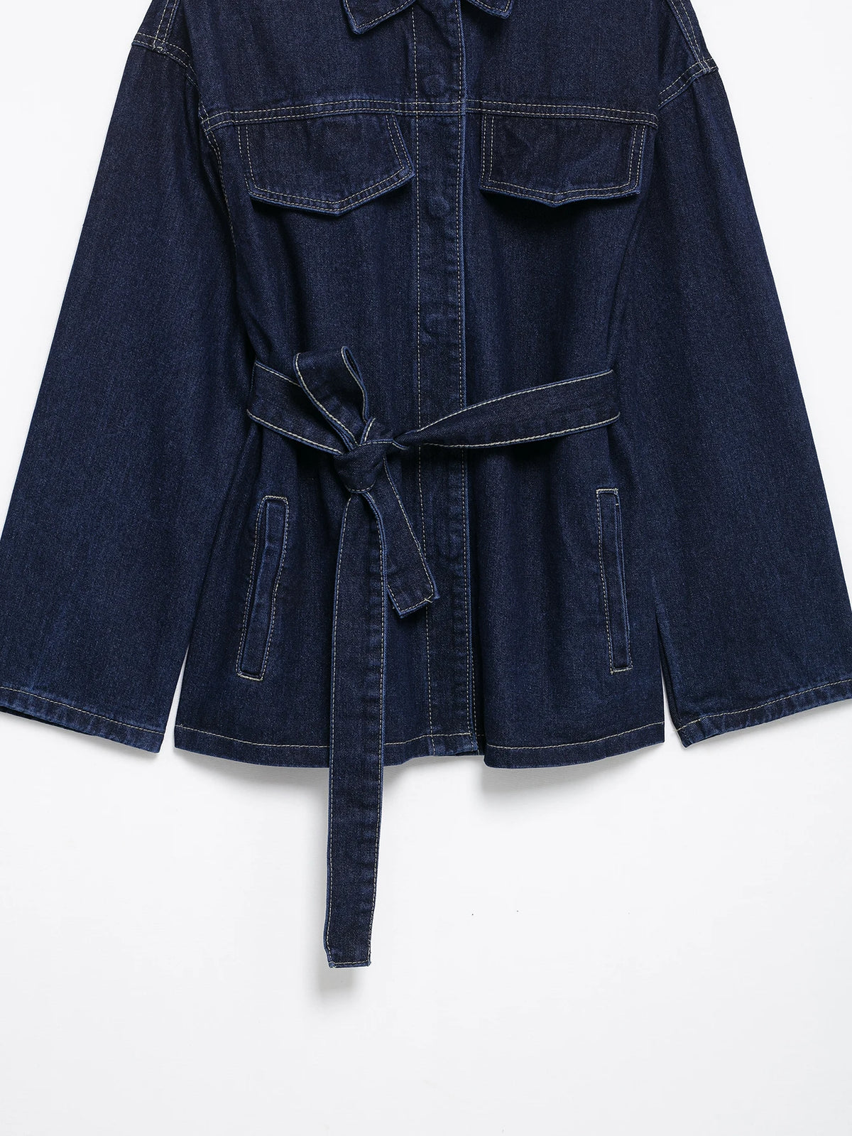 Vintage Denim Jacket with Waist Sash – High Street USA-Made Outerwear