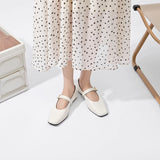 AIYUQI Mary Jane Ballet Flats | Genuine Leather Square Toe