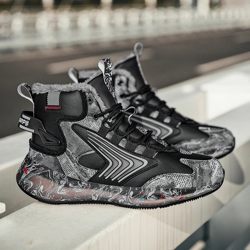 Men’s Winter High-Top Plush Sneakers