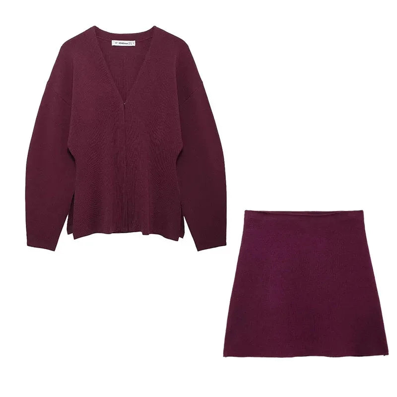 Elegant 2-Piece Knit Skirt Set
