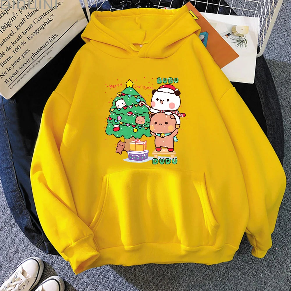 Bubu Dudu Cute Cartoon Printed Fleece Hoodie - Unisex Hip Hop Loose Streetwear