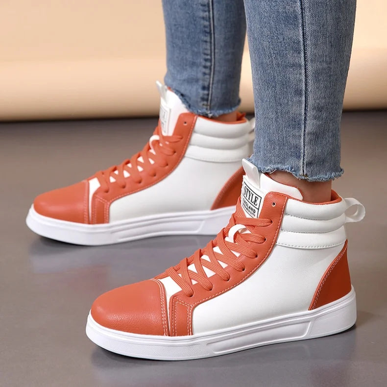 2026 Spring Fashion Red Men's Sneakers High Top Skateboarding Shoes for Men Women Comfortable Unisex Leather Sneakers Size 35-46