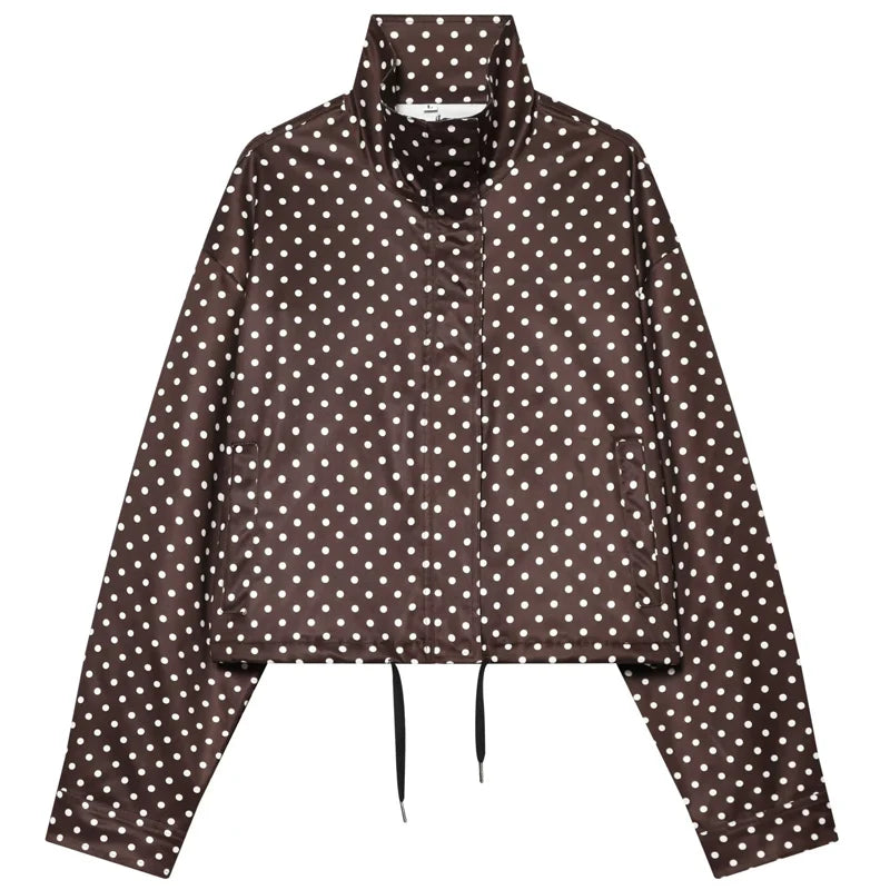 HXAO Polka Dot Bomber Jacket – Women's Zip-Up Coat
